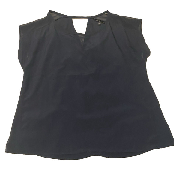 Banana Republic Womens Dark Blouse Size Large Navy Silky Office Dressy Top - Picture 2 of 10